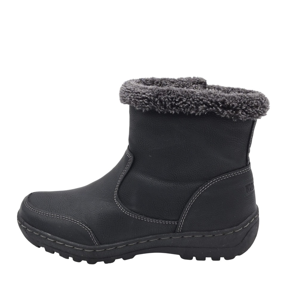 Khombu Addison Boots Womens Size 7 Black Faux Fur Ankle‎ Side Zip Winter 1624858